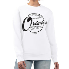Baltimore Orioles G-III 4Her by Carl Banks Women's Distressed Baseball Team Fleece Pullover Sweatshirt - MLB Pullover