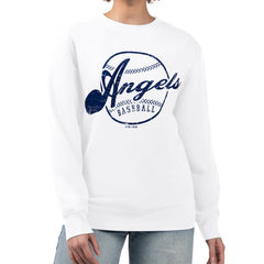 Los Angeles Angels G-III 4Her by Carl Banks Women's Distressed Baseball Team Fleece Pullover Sweatshirt - MLB Pullover