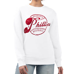 Philadelphia Phillies G-III 4Her by Carl Banks Women's Distressed Baseball Team Fleece Pullover Sweatshirt - MLB Pullover