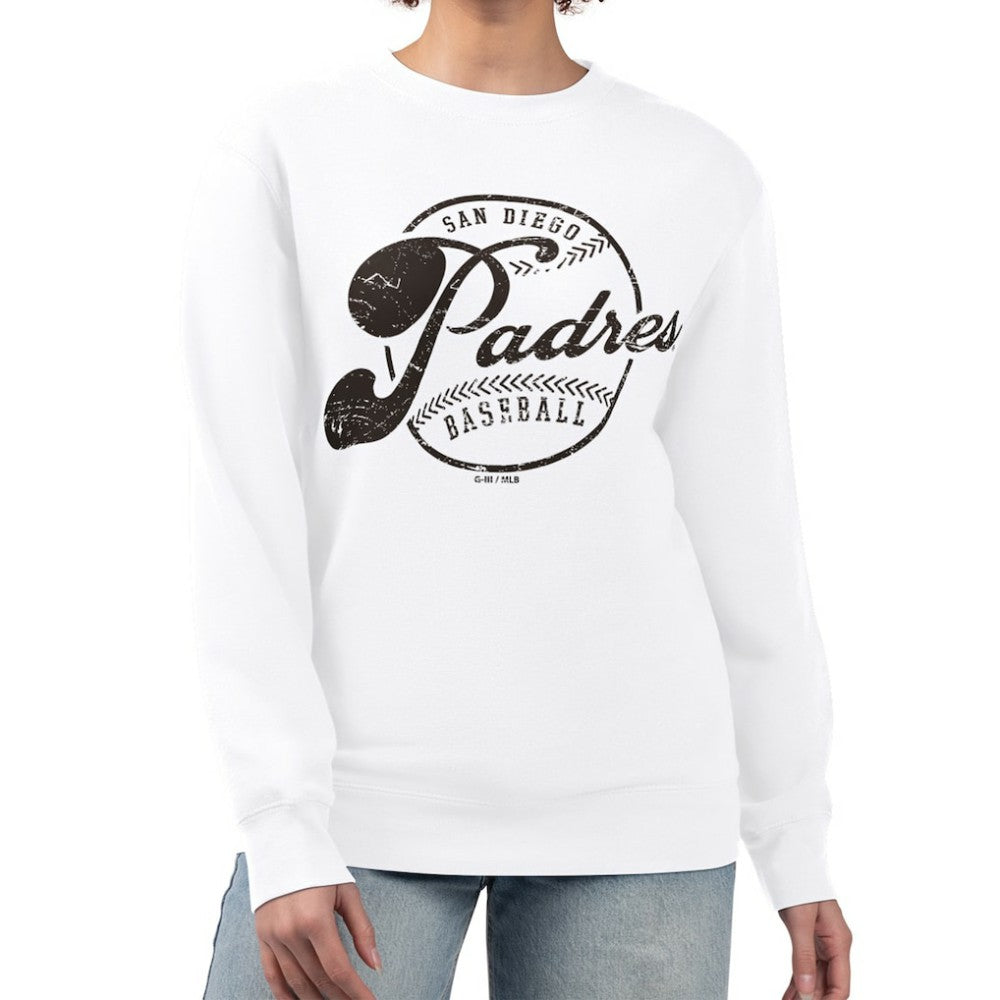 San Diego Padres G-III 4Her by Carl Banks Women's Distressed Baseball Team Fleece Pullover Sweatshirt - MLB Pullover