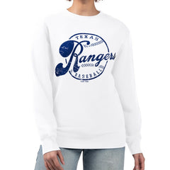 Texas Rangers G-III 4Her by Carl Banks Women's Distressed Baseball Team Fleece Pullover Sweatshirt - MLB Pullover