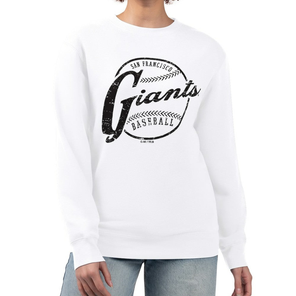 San Francisco Giants G-III 4Her by Carl Banks Women's Distressed Baseball Team Fleece Pullover Sweatshirt - MLB Pullover