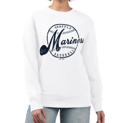 Seattle Mariners G-III 4Her by Carl Banks Women's Distressed Baseball Team Fleece Pullover Sweatshirt - MLB Pullover