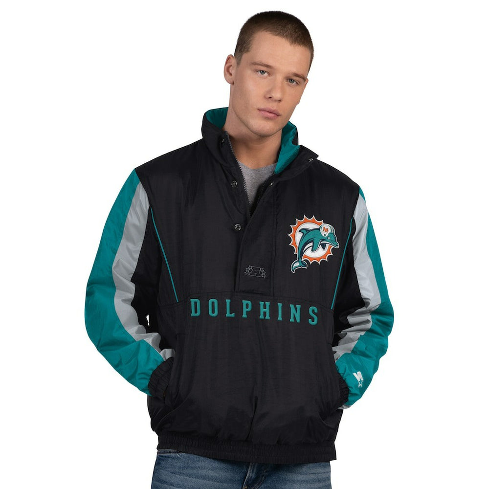 Miami Dolphins Starter Thursday Night Gridiron Vintage Logo Half-Zip Jacket | NFL New