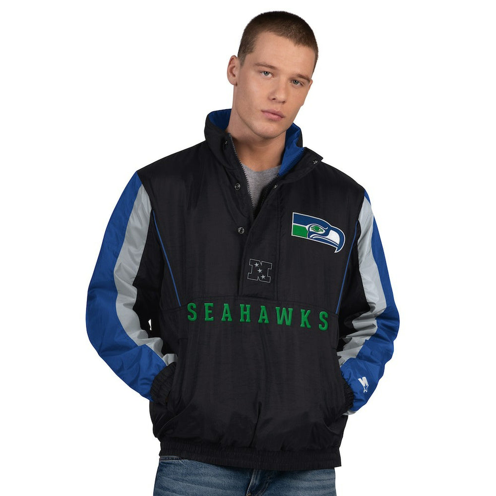 Seattle Seahawks Starter Thursday Night Gridiron Vintage Logo Half-Zip Jacket | NFL Near me