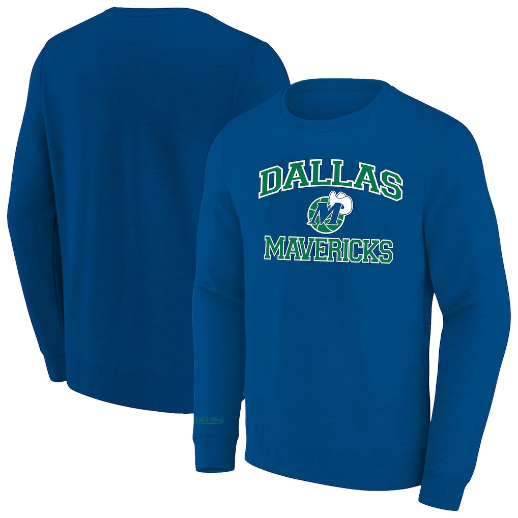 Heather Blue Dallas Mavericks Hardwood Classics Big & Tall Crewneck Sweatshirt | NBA