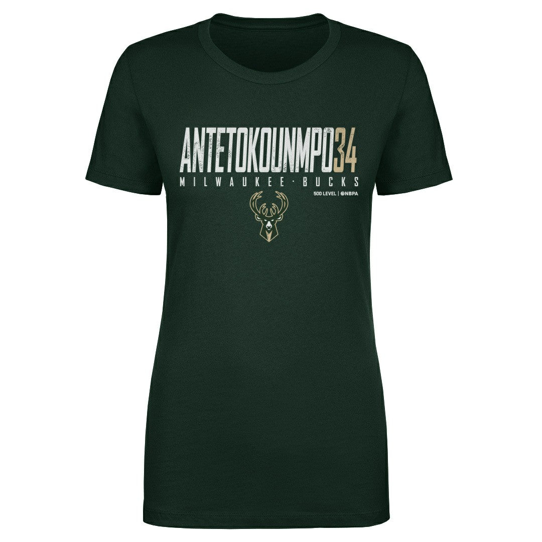 Hunter Green Giannis Antetokounmpo Milwaukee Bucks 500 Level Women's Elite T-Shirt | NBA