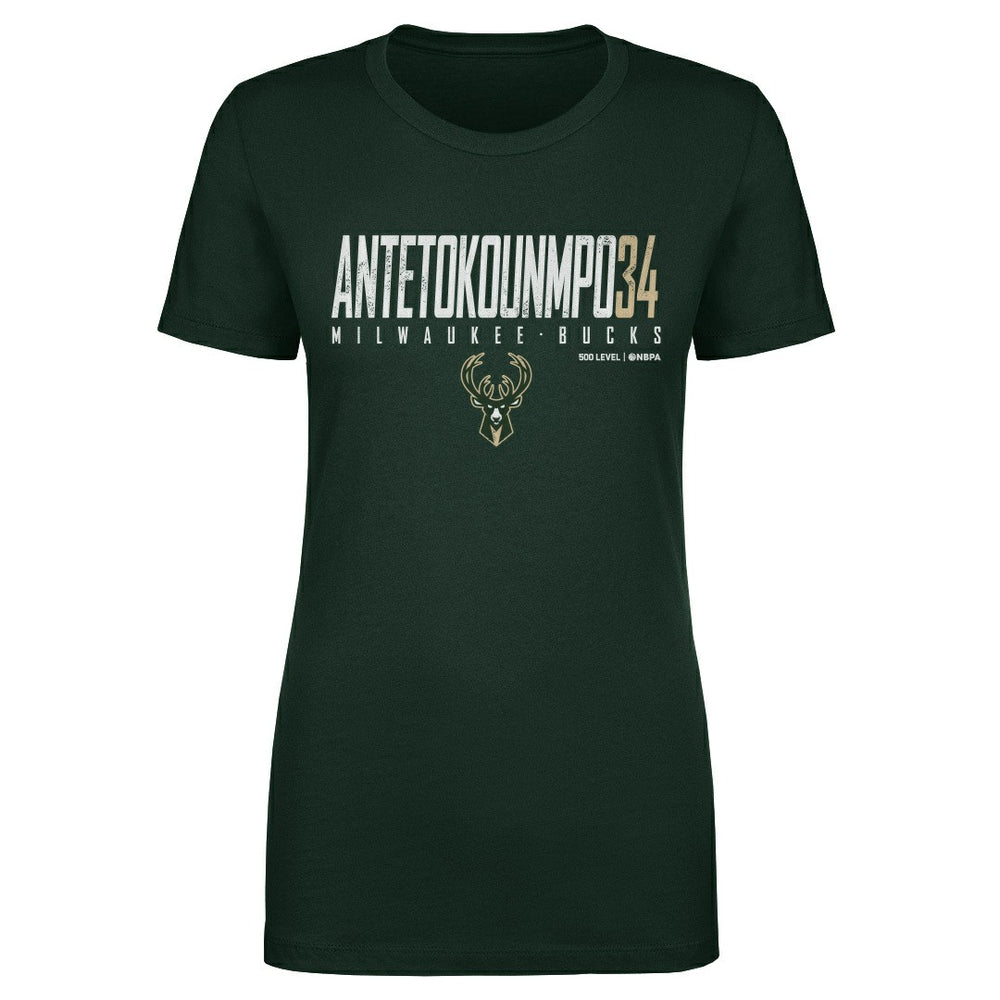 Hunter Green Giannis Antetokounmpo Milwaukee Bucks 500 Level Women's Elite T-Shirt | NBA