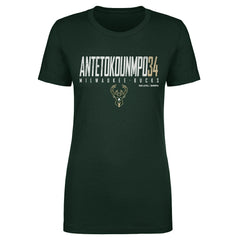 Hunter Green Giannis Antetokounmpo Milwaukee Bucks 500 Level Women's Elite T-Shirt | NBA