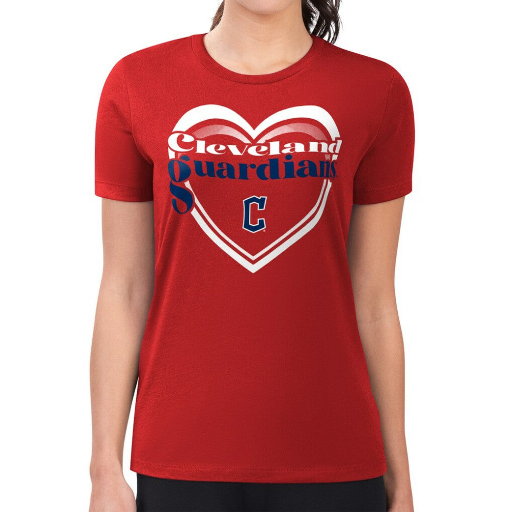 Cleveland Guardians G-III 4Her by Carl Banks Women's Super-Slim Fit Lightweight Double Heart T-Shirt - MLB T-shirts
