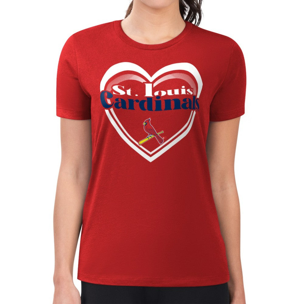 St. Louis Cardinals G-III 4Her by Carl Banks Women's Super-Slim Fit Lightweight Double Heart T-Shirt - MLB T-shirts