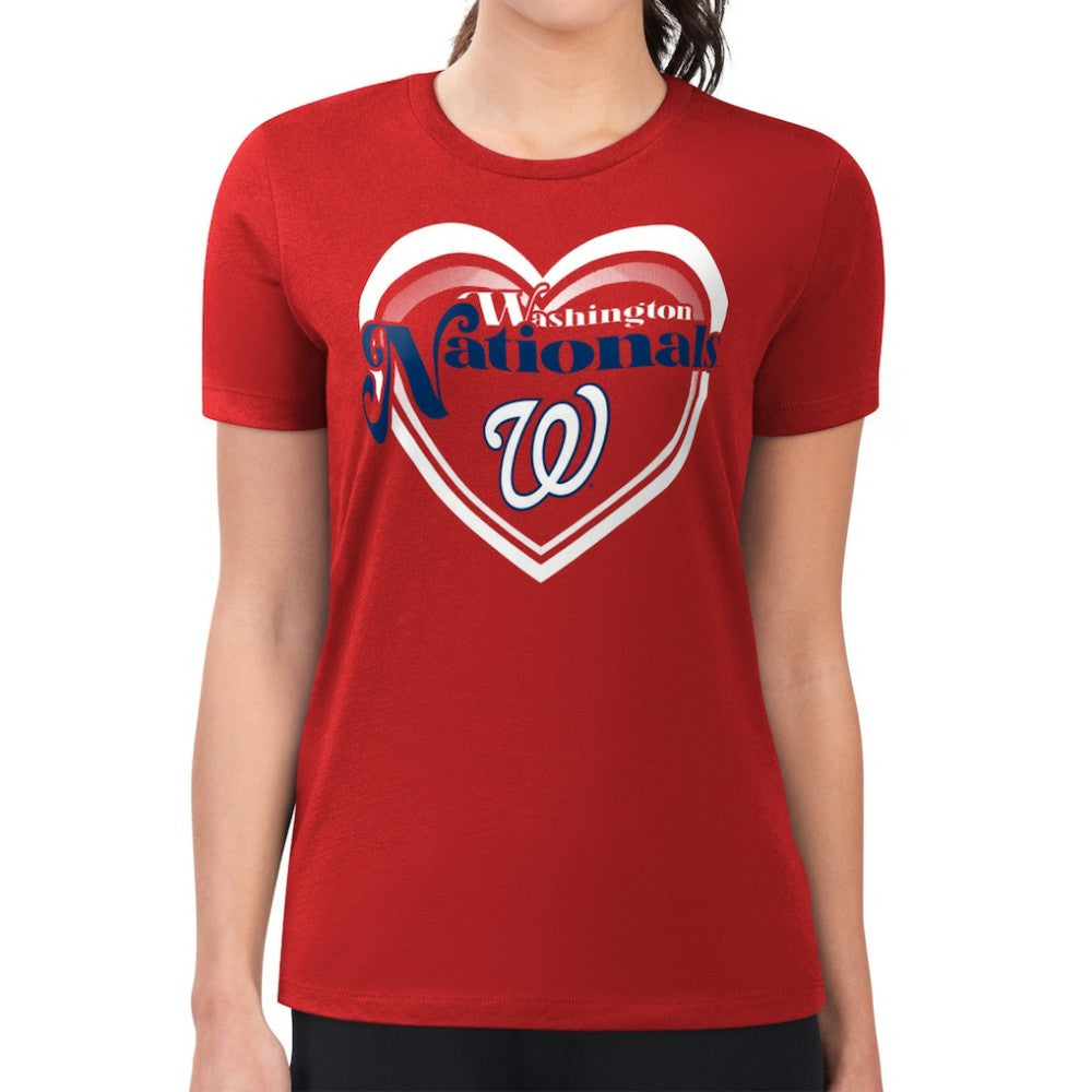 Washington Nationals G-III 4Her by Carl Banks Women's Super-Slim Fit Lightweight Double Heart T-Shirt - MLB T-shirts