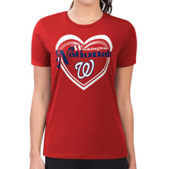 Washington Nationals G-III 4Her by Carl Banks Women's Super-Slim Fit Lightweight Double Heart T-Shirt - MLB T-shirts