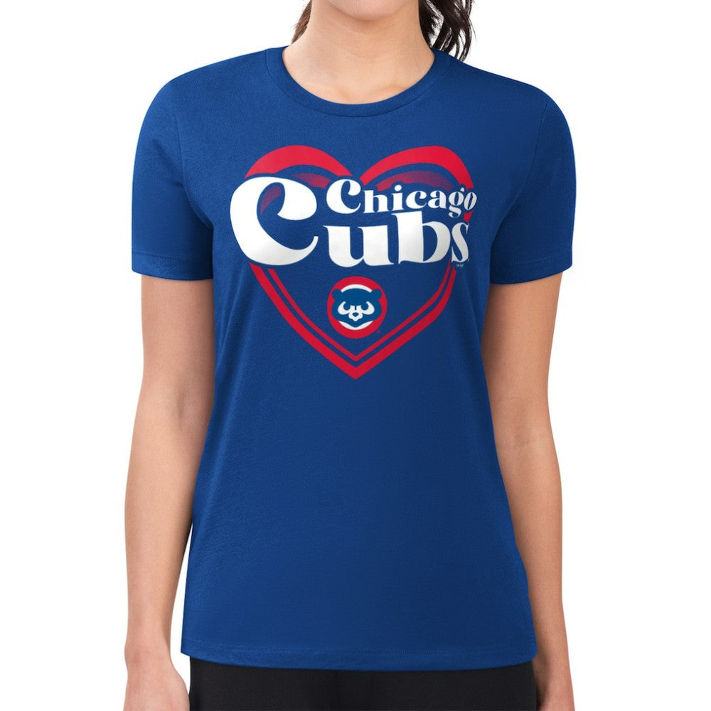 Chicago Cubs G-III 4Her by Carl Banks Women's Super-Slim Fit Lightweight Double Heart T-Shirt - MLB T-shirts