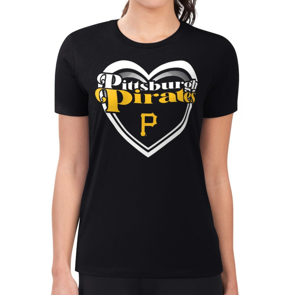 Pittsburgh Pirates G-III 4Her by Carl Banks Women's Super-Slim Fit Lightweight Double Heart T-Shirt - MLB T-shirts