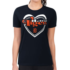 Detroit Tigers G-III 4Her by Carl Banks Women's Super-Slim Fit Lightweight Double Heart T-Shirt - MLB T-shirts