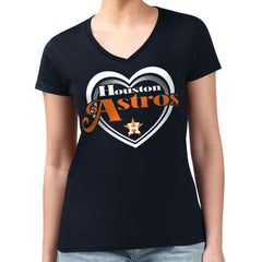 Houston Astros G-III 4Her by Carl Banks Women's Super-Slim Fit Lightweight Double Heart V-Neck T-Shirt - MLB T-shirts