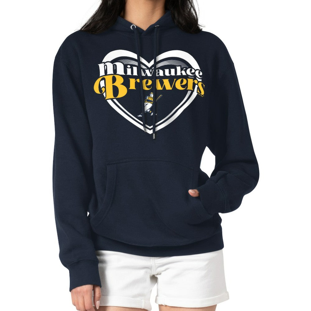 Milwaukee Brewers G-III 4Her by Carl Banks Women's Double Heart Fleece Pullover Hoodie - MLB Hoodies