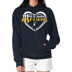 Milwaukee Brewers G-III 4Her by Carl Banks Women's Double Heart Fleece Pullover Hoodie - MLB Hoodies
