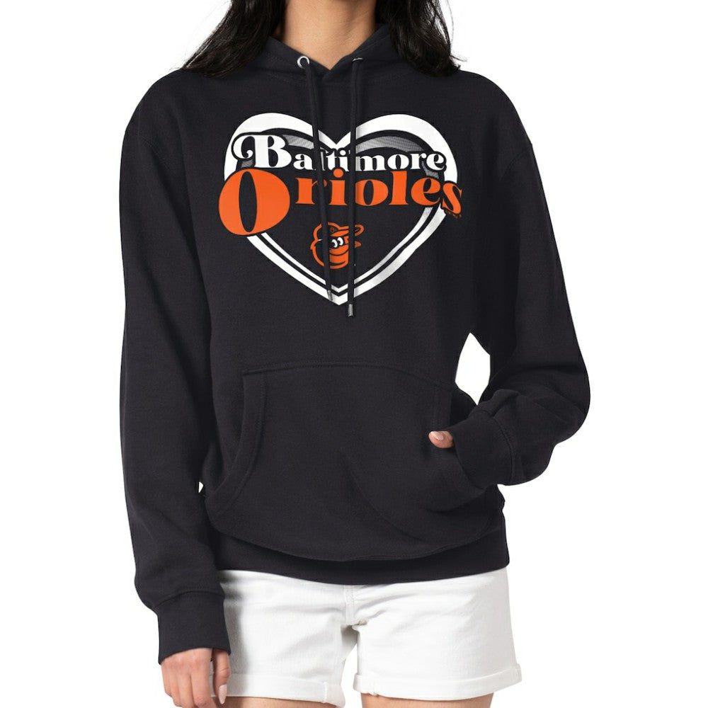 Baltimore Orioles G-III 4Her by Carl Banks Women's Double Heart Fleece Pullover Hoodie - MLB Hoodies