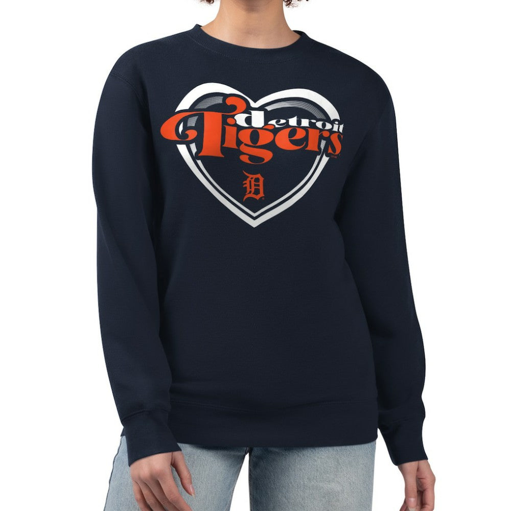 Detroit Tigers G-III 4Her by Carl Banks Women's Double Heart Fleece Pullover Sweatshirt - MLB Pullover