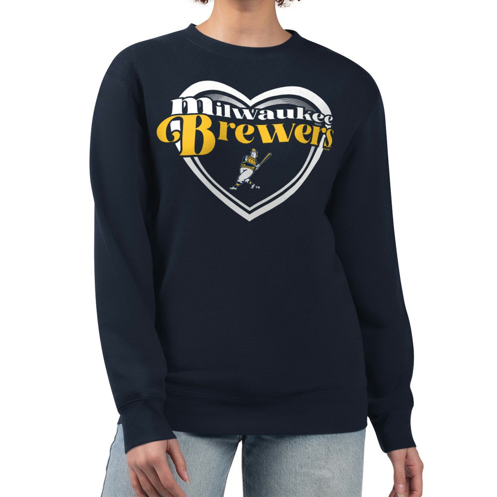 Milwaukee Brewers G-III 4Her by Carl Banks Women's Double Heart Fleece Pullover Sweatshirt - MLB Pullover