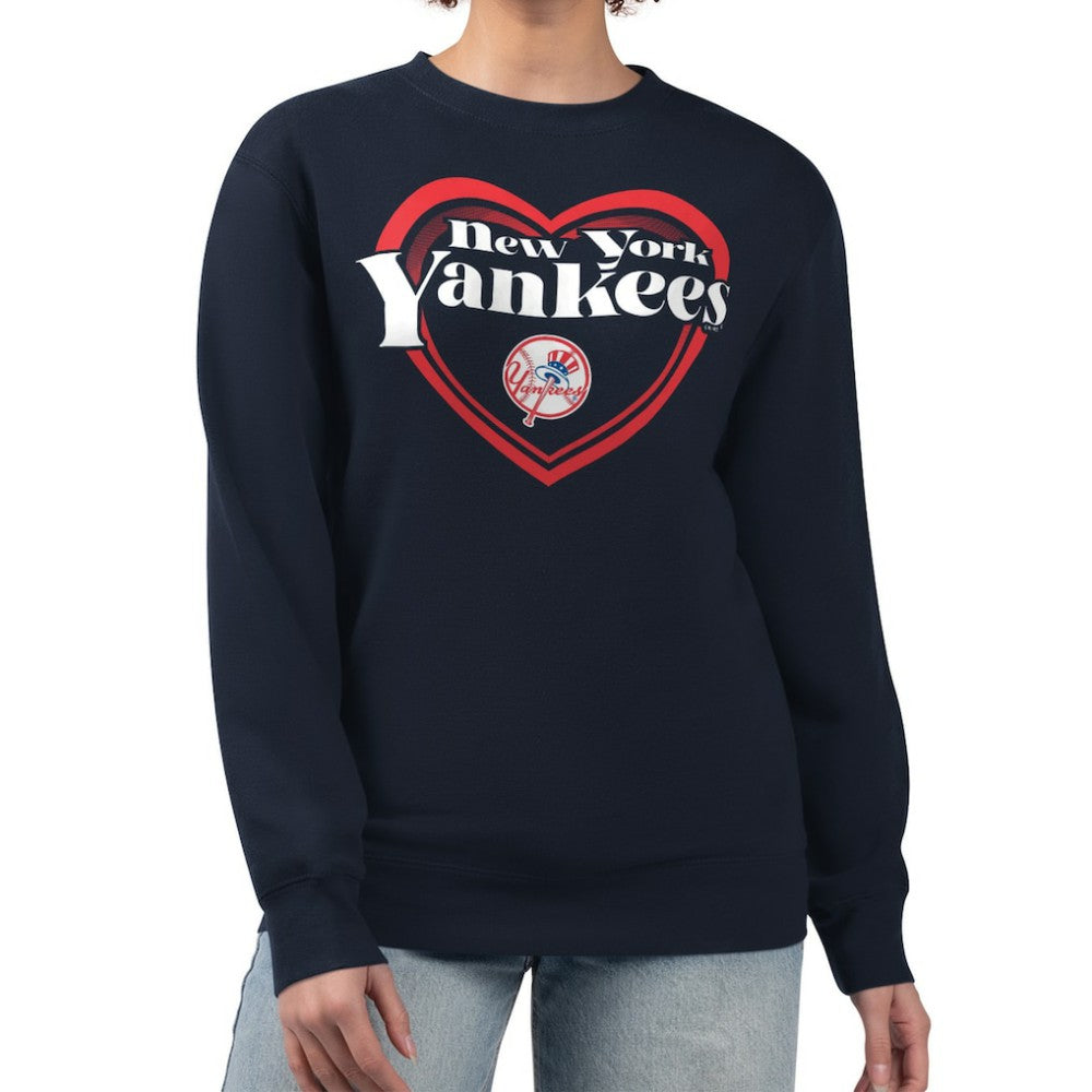 New York Yankees G-III 4Her by Carl Banks Women's Double Heart Fleece Pullover Sweatshirt - MLB Pullover
