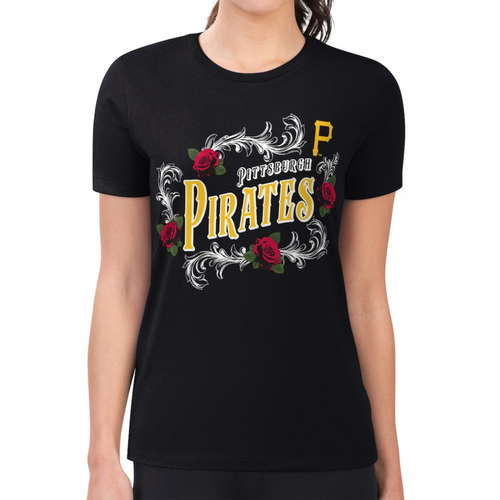 Pittsburgh Pirates G-III 4Her by Carl Banks Women's Super-Slim Fit Lightweight Retro Roses T-Shirt - MLB T-shirts
