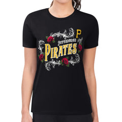 Pittsburgh Pirates G-III 4Her by Carl Banks Women's Super-Slim Fit Lightweight Retro Roses T-Shirt - MLB T-shirts
