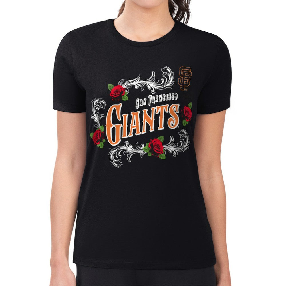 San Francisco Giants G-III 4Her by Carl Banks Women's Super-Slim Fit Lightweight Retro Roses T-Shirt - MLB T-shirts