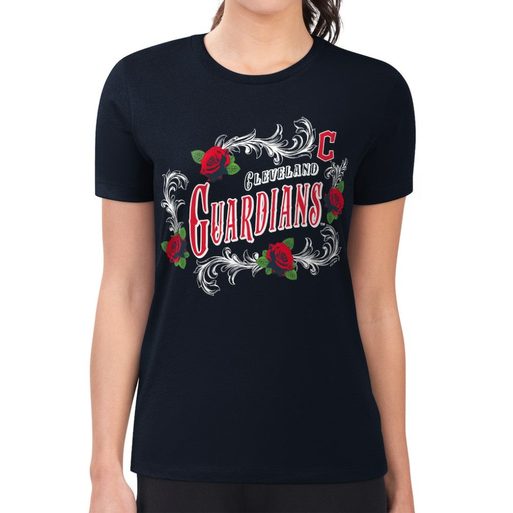 Cleveland Guardians G-III 4Her by Carl Banks Women's Super-Slim Fit Lightweight Retro Roses T-Shirt - MLB T-shirts