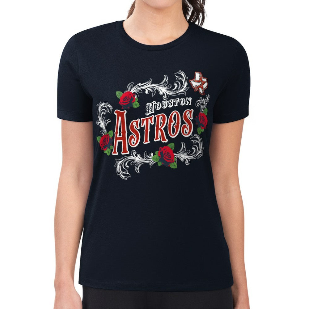 Houston Astros G-III 4Her by Carl Banks Women's Super-Slim Fit Lightweight Retro Roses T-Shirt - MLB T-shirts