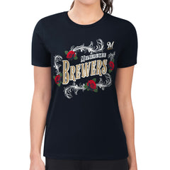 Milwaukee Brewers G-III 4Her by Carl Banks Women's Super-Slim Fit Lightweight Retro Roses T-Shirt - MLB T-shirts
