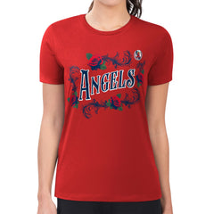 Los Angeles Angels G-III 4Her by Carl Banks Women's Super-Slim Fit Lightweight Retro Roses T-Shirt - MLB T-shirts