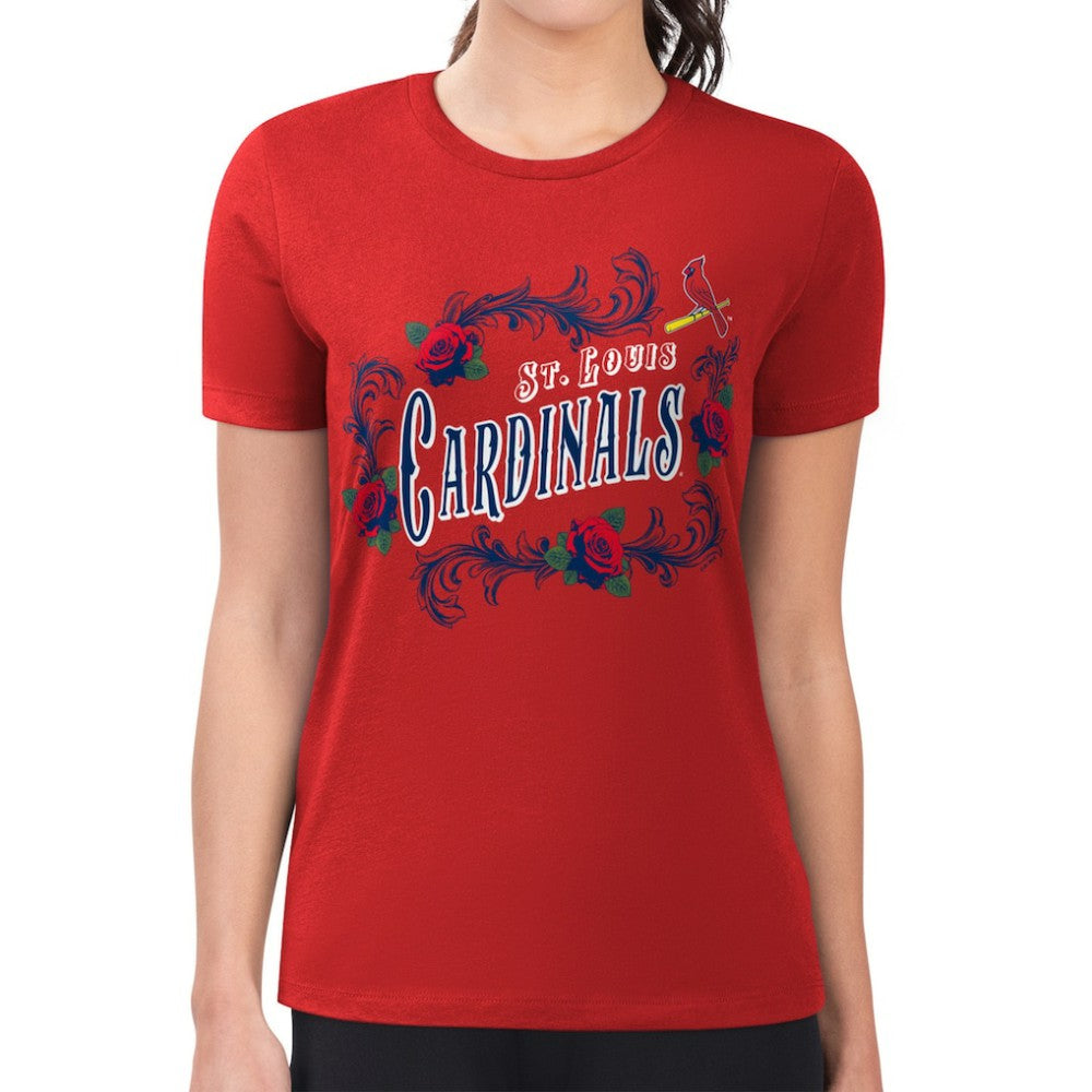 St. Louis Cardinals G-III 4Her by Carl Banks Women's Super-Slim Fit Lightweight Retro Roses T-Shirt - MLB T-shirts