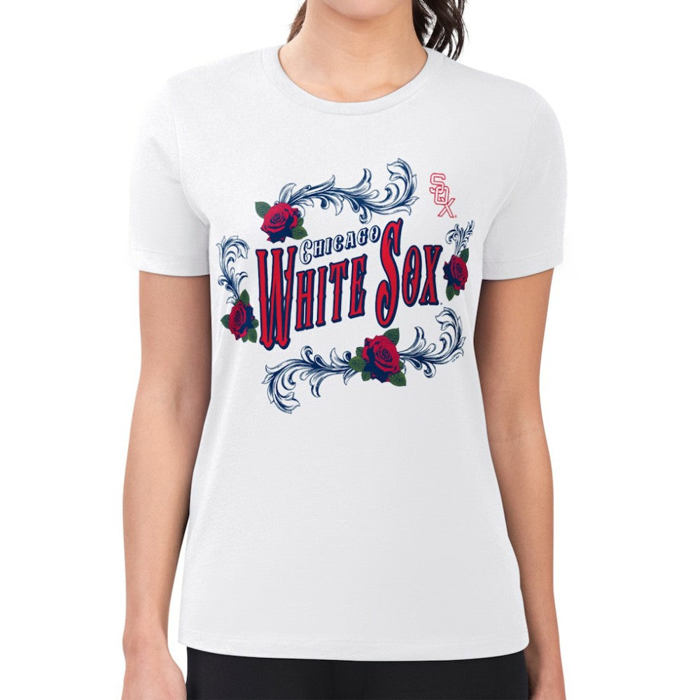 Chicago White Sox G-III 4Her by Carl Banks Women's Super-Slim Fit Lightweight Retro Roses T-Shirt - MLB T-shirts