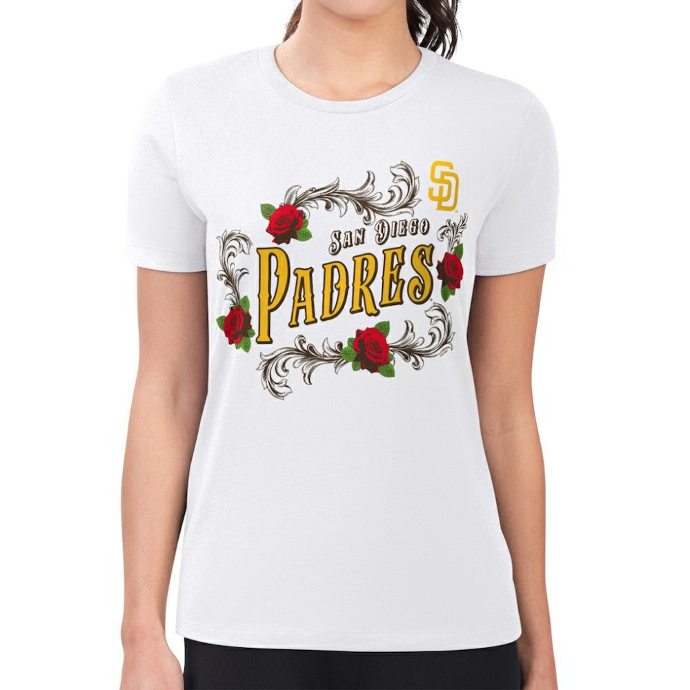 San Diego Padres G-III 4Her by Carl Banks Women's Super-Slim Fit Lightweight Retro Roses T-Shirt - MLB T-shirts
