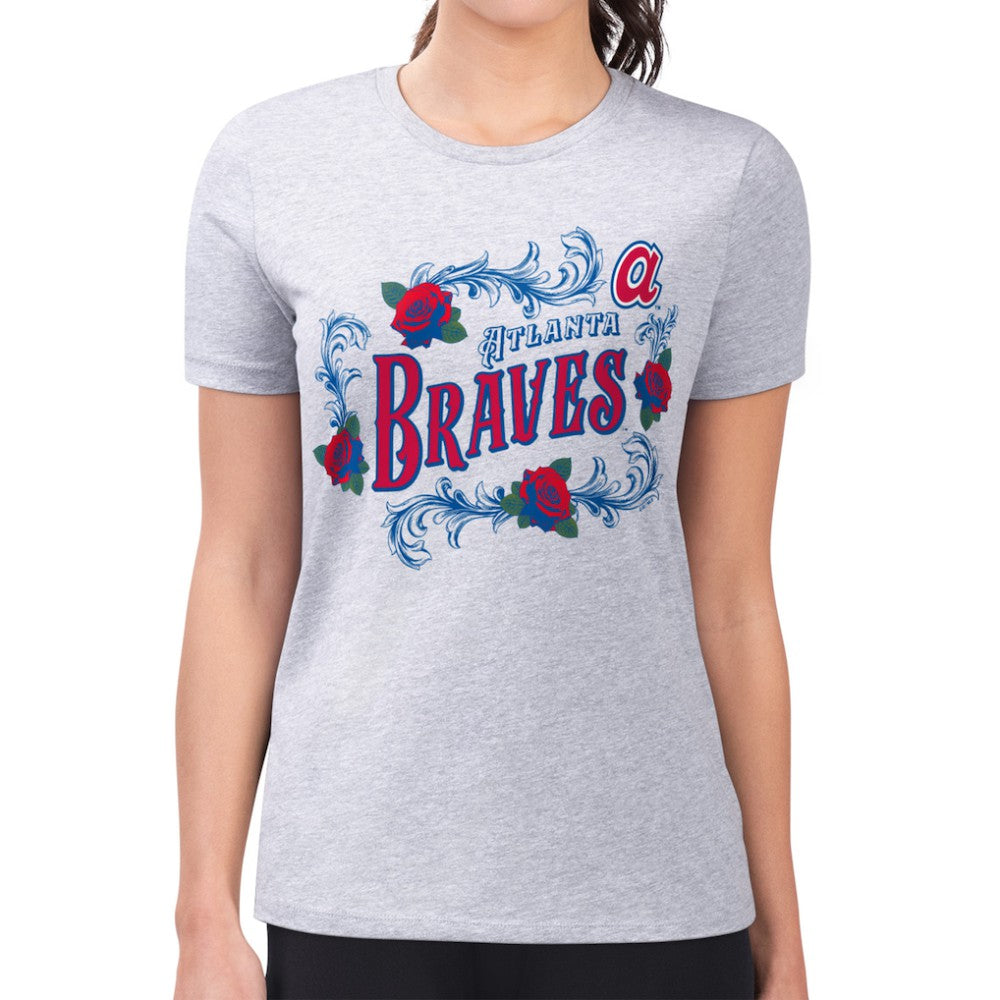 Atlanta Braves G-III 4Her by Carl Banks Women's Super-Slim Fit Lightweight Retro Roses T-Shirt - MLB T-shirts