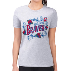 Atlanta Braves G-III 4Her by Carl Banks Women's Super-Slim Fit Lightweight Retro Roses T-Shirt - MLB T-shirts