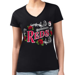 Cincinnati Reds G-III 4Her by Carl Banks Women's Super-Slim Fit Lightweight Retro Roses V-Neck T-Shirt - MLB T-shirts