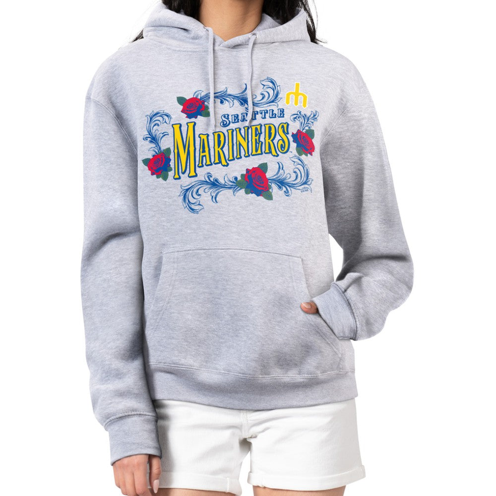 Seattle Mariners G-III 4Her by Carl Banks Women's Retro Roses Fleece Pullover Hoodie - MLB Hoodies