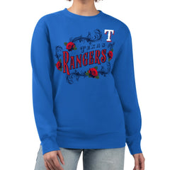 Texas Rangers G-III 4Her by Carl Banks Women's Retro Roses Fleece Pullover Sweatshirt - MLB Pullover