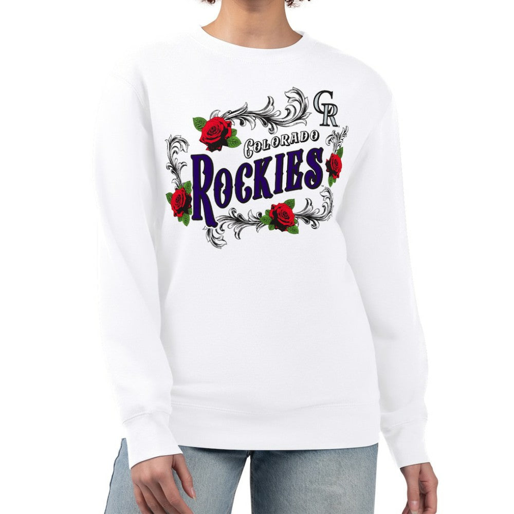 Colorado Rockies G-III 4Her by Carl Banks Women's Retro Roses Fleece Pullover Sweatshirt - MLB Pullover