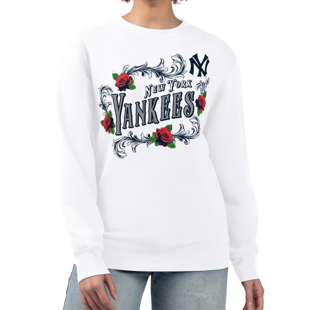 New York Yankees G-III 4Her by Carl Banks Women's Retro Roses Fleece Pullover Sweatshirt - MLB Pullover