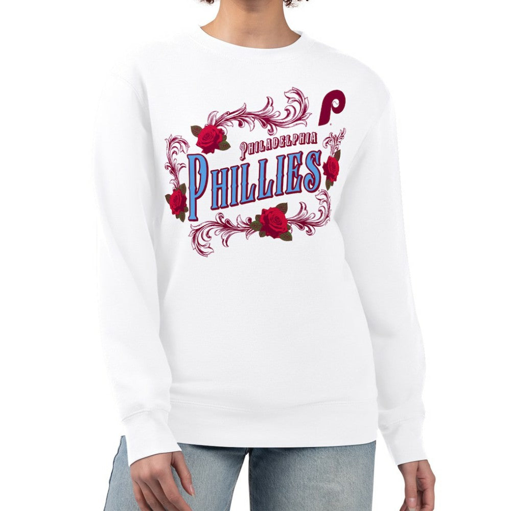 Philadelphia Phillies G-III 4Her by Carl Banks Women's Retro Roses Fleece Pullover Sweatshirt - MLB Pullover