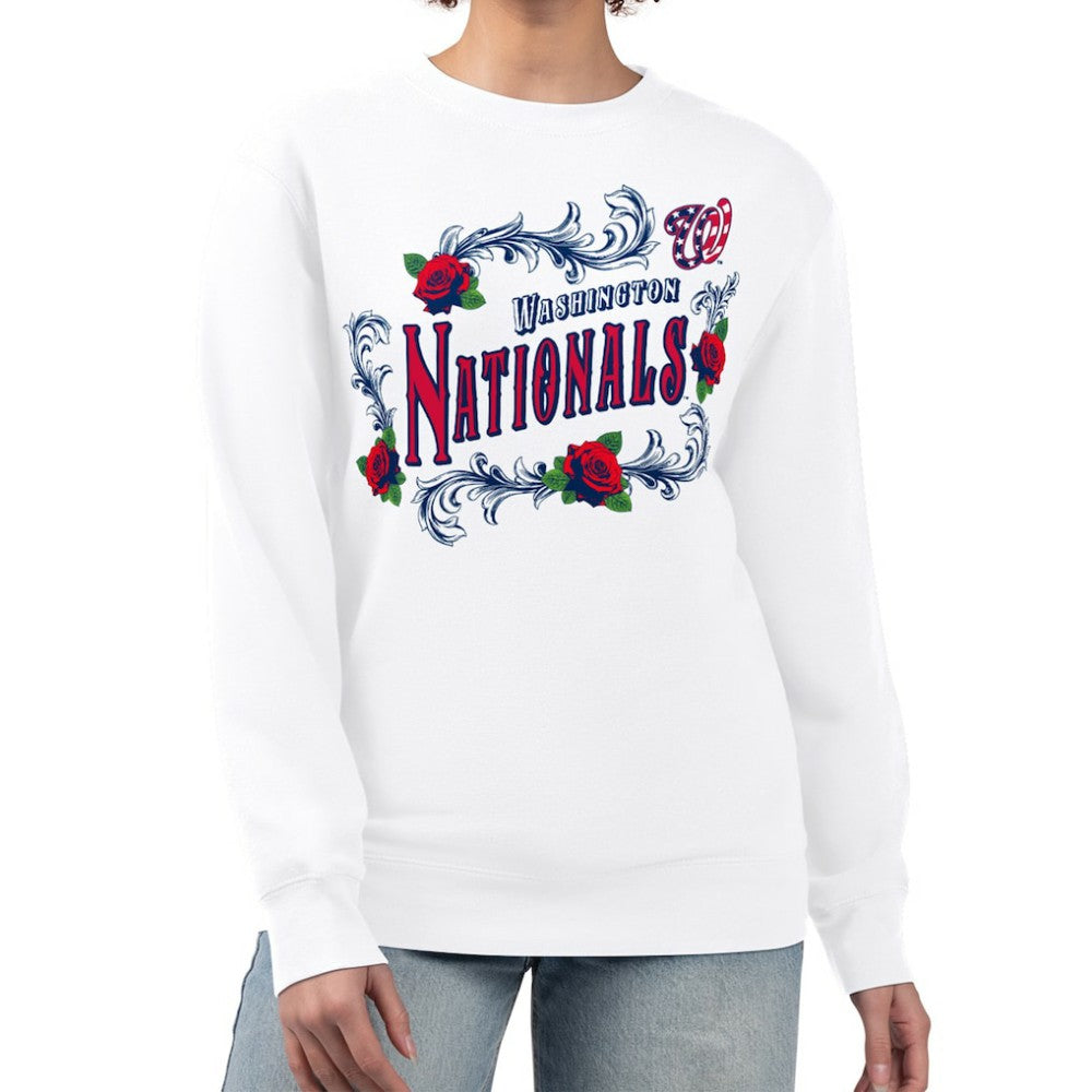 Washington Nationals G-III 4Her by Carl Banks Women's Retro Roses Fleece Pullover Sweatshirt - MLB Pullover