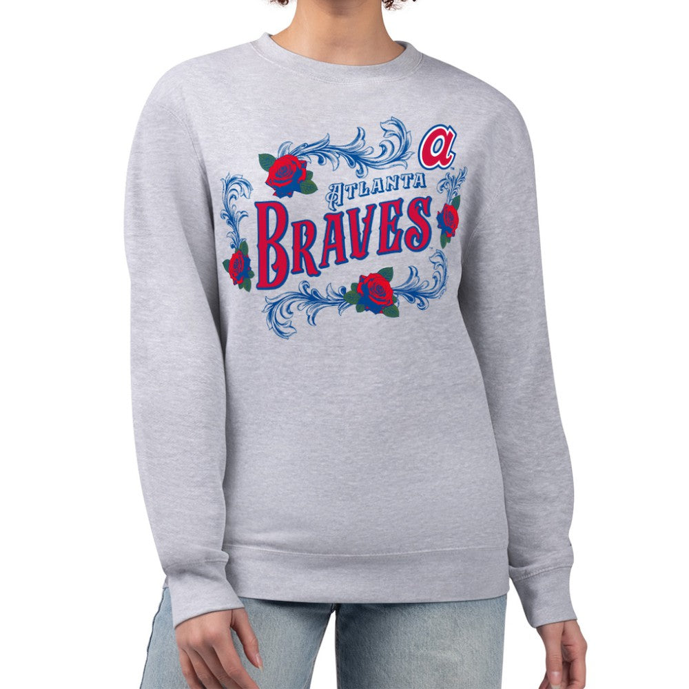 Atlanta Braves G-III 4Her by Carl Banks Women's Retro Roses Fleece Pullover Sweatshirt - MLB Pullover