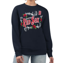 Boston Red Sox G-III 4Her by Carl Banks Women's Retro Roses Fleece Pullover Sweatshirt - MLB Pullover