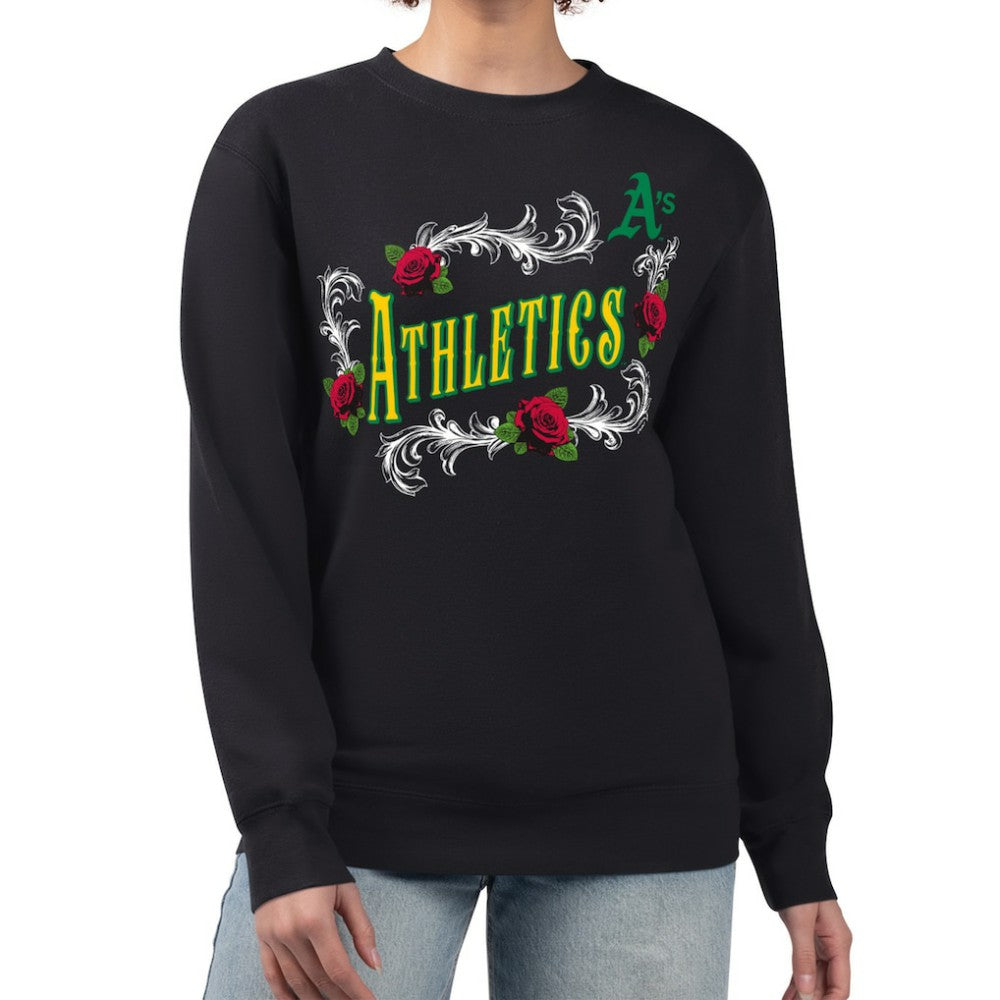 Athletics G-III 4Her by Carl Banks Women's Retro Roses Fleece Pullover Sweatshirt - MLB Pullover