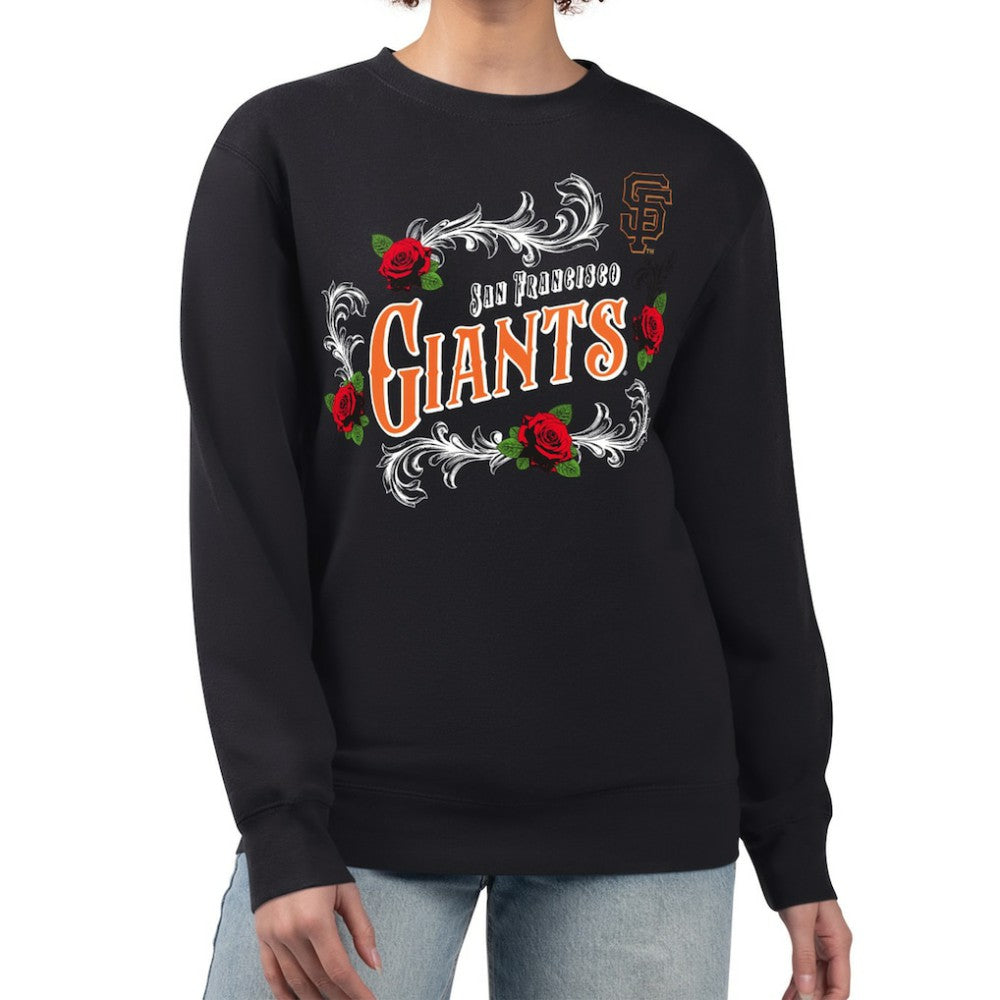 San Francisco Giants G-III 4Her by Carl Banks Women's Retro Roses Fleece Pullover Sweatshirt - MLB Pullover